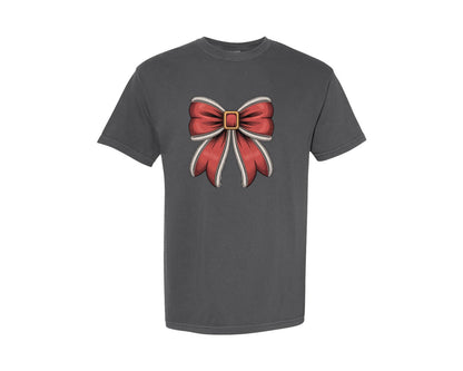 brand:Comfort Colors|color:Pepper|Christmas Coquette Bow Christmas 41 Graphic T-Shirt