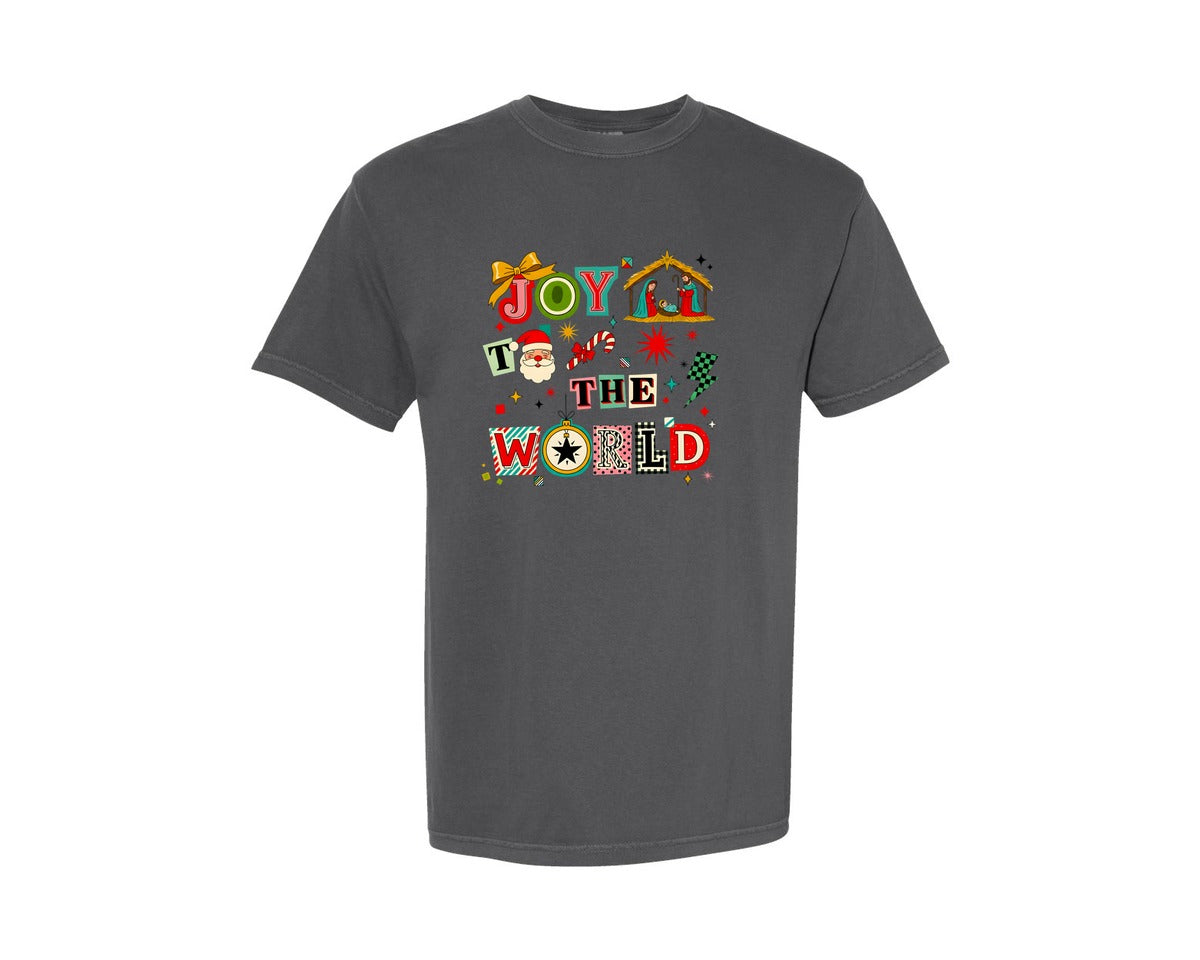 brand:Comfort Colors|color:Pepper|Joy To The World Christmas 9 Graphic T-Shirt
