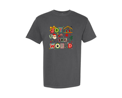 brand:Comfort Colors|color:Pepper|Joy To The World Christmas 9 Graphic T-Shirt