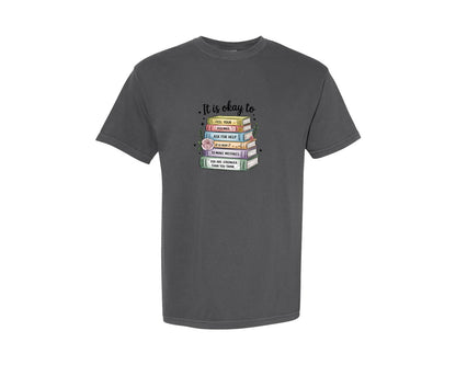 brand:Comfort Colors|color:Pepper|Reading Book Self Care Positivity Shirt Graphic T-Shirt