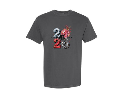 brand:Comfort Colors|color:Pepper|Happy New Year 2026 130 Graphic T-Shirt