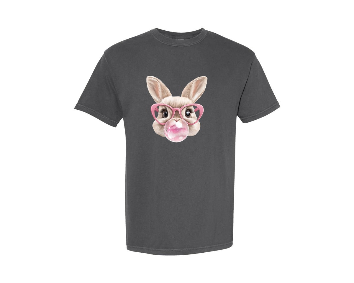 brand:Comfort Colors|color:Pepper|Easter Bunny Coquette Bunny Blowing 3 Graphic T-Shirt