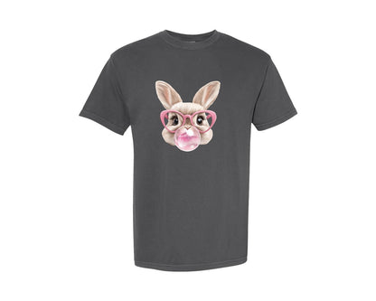 brand:Comfort Colors|color:Pepper|Easter Bunny Coquette Bunny Blowing 3 Graphic T-Shirt