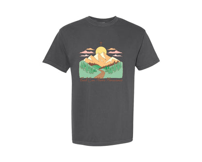 brand:Comfort Colors|color:Pepper|Faith Can Move Mountains Christian Quote 2 Graphic T-Shirt