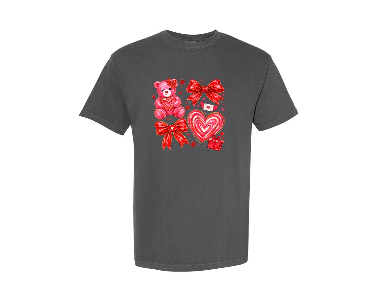 brand:Comfort Colors|color:Pepper|Valentine Teddy Bear 11 Graphic T-Shirt