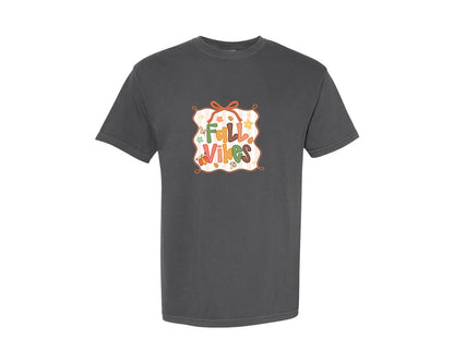 brand:Comfort Colors|color:Pepper|Preppy Fall Vibes Fall Coquette Graphic T-Shirt