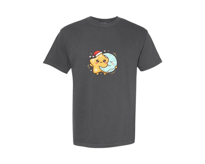 brand:Comfort Colors|color:Pepper|Adorable Star And Moon Christmas Graphic T-Shirt