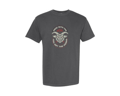 brand:Comfort Colors|color:Pepper|Mess With The Goat You Get The Horns Graphic T-Shirt