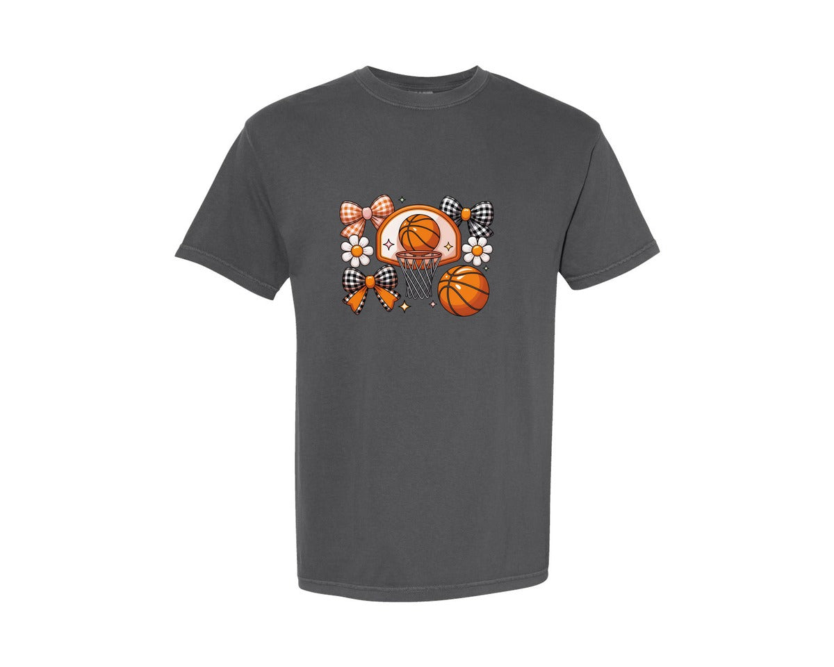 brand:Comfort Colors|color:Pepper|Basketball Coquette Game Day Basket 2 Graphic T-Shirt