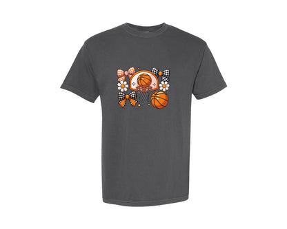 brand:Comfort Colors|color:Pepper|Basketball Coquette Game Day Basket 2 Graphic T-Shirt