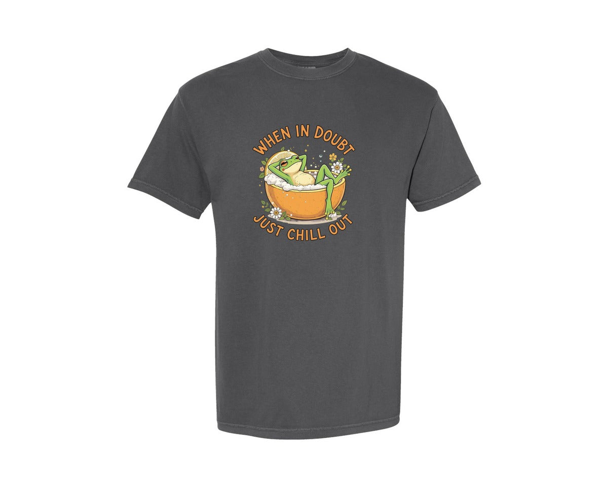 brand:Comfort Colors|color:Pepper|Funny Chilling Frog Quote Frog Graphic T-Shirt