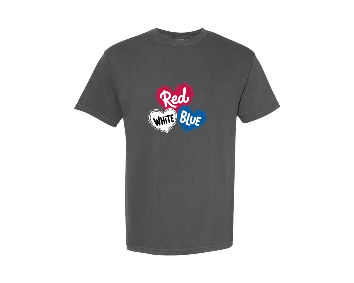 brand:Comfort Colors|color:Pepper|Heart 4Th Of July Pngpatriotic Usa Graphic T-Shirt