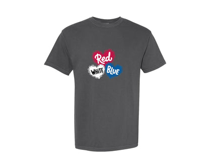 brand:Comfort Colors|color:Pepper|Heart 4Th Of July Pngpatriotic Usa Graphic T-Shirt