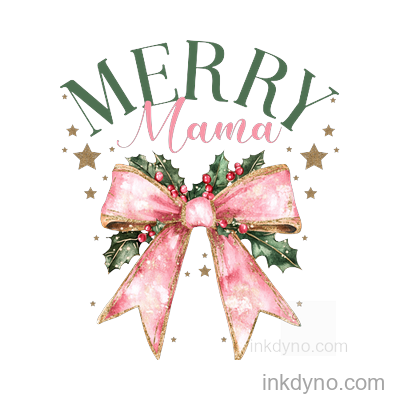 Pink - Merry Mama DTF Transfer – Ready to Press (Christmas)
