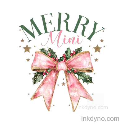 Pink - Merry Mini DTF Transfer – Ready to Press (Christmas)