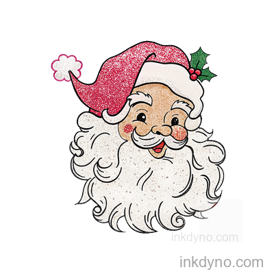 Vintage Sparkly Santa Claus Christmas Design — DTF Transfer