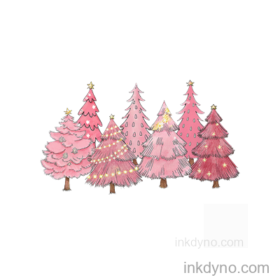 Pink Tree , Shirt DTF Transfer – Ready to Press (Christmas)