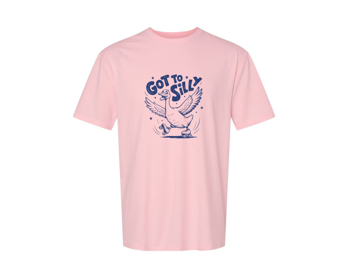 brand:Generic|color:Pink|Funny Goose Got Too Silly Design Graphic T-Shirt