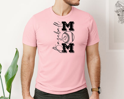 brand:Bella Canvas|color:Pink|Baseball Mama 16 Graphic T-Shirt