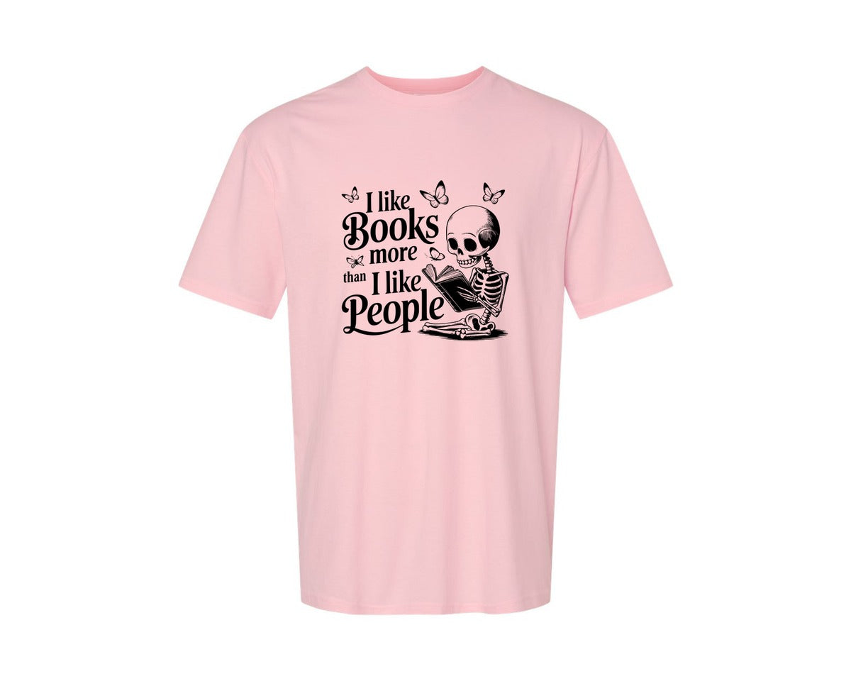 brand:Generic|color:Pink|I Like Books More Than I Like People 3 Graphic T-Shirt