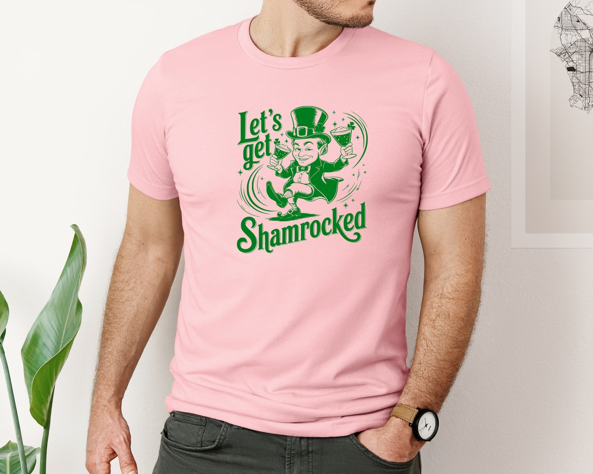 brand:Bella Canvas|color:Pink|Lets Get Shamrocked Design 7 Graphic T-Shirt