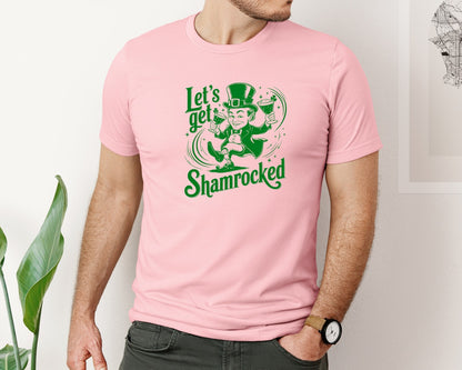 brand:Bella Canvas|color:Pink|Lets Get Shamrocked Design 7 Graphic T-Shirt