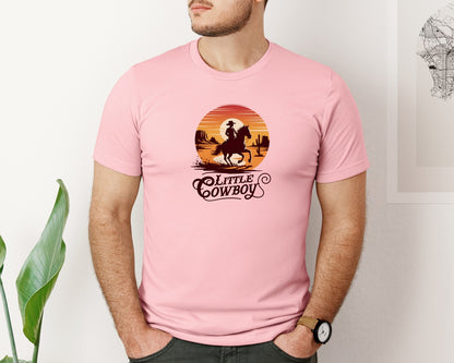 brand:Bella Canvas|color:Pink|Little Cowboy Western Horse Riding 3 Graphic T-Shirt