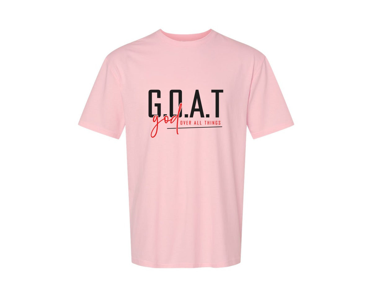 brand:Generic|color:Pink|God Over All Things Shirt Design Graphic T-Shirt