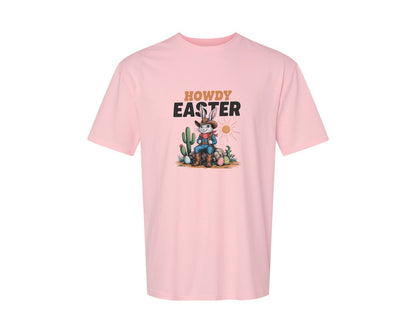 brand:Generic|color:Pink|Howdy Easter Western Cowboy Bunny 2 Graphic T-Shirt
