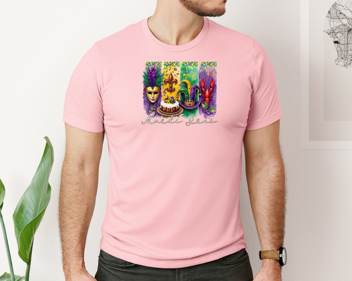 brand:Bella Canvas|color:Pink|Mardi Gras Coquette 2 Graphic T-Shirt