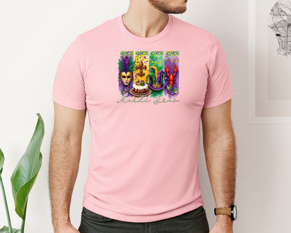 brand:Bella Canvas|color:Pink|Mardi Gras Coquette 2 Graphic T-Shirt