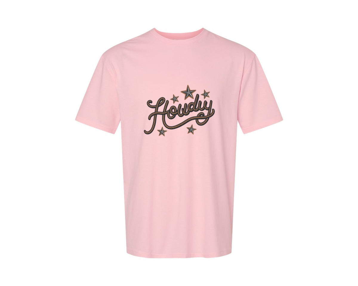 brand:Generic|color:Pink|Howdy Western Cowboy Rope Graphic T-Shirt