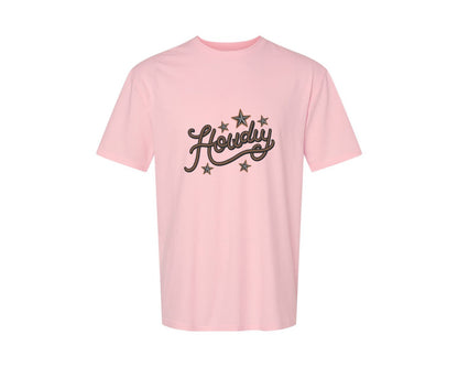 brand:Generic|color:Pink|Howdy Western Cowboy Rope Graphic T-Shirt