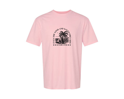 brand:Generic|color:Pink|Wind And Waves Obey Him Mark 441 Graphic T-Shirt