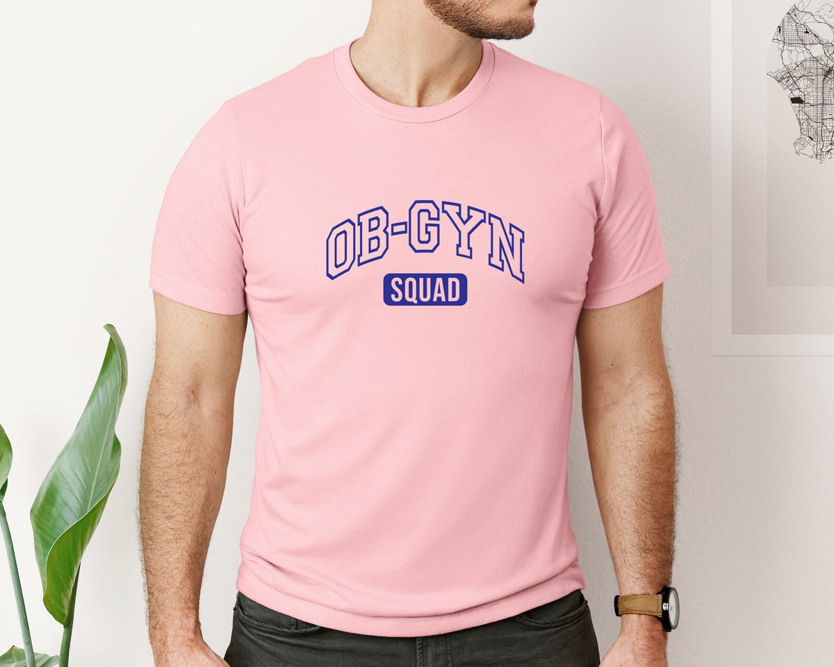 brand:Bella Canvas|color:Pink|Ob Gyn Onc Squad At Your Cervix Graphic T-Shirt