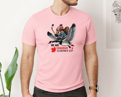 brand:Bella Canvas|color:Pink|We Are Canada Elbows Up 2 Graphic T-Shirt