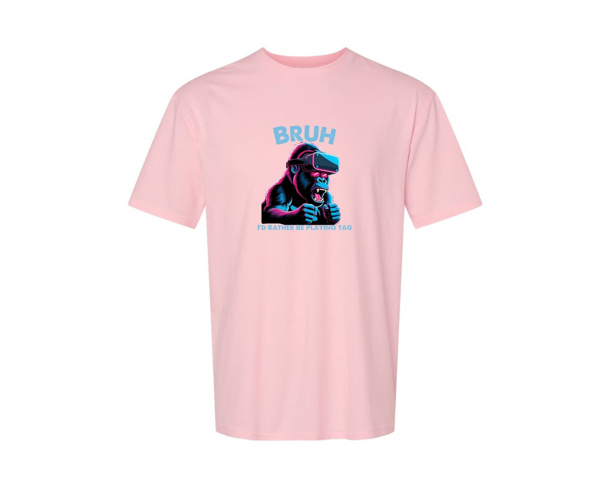 brand:Generic|color:Pink|Bruh Id Rather Be Playing Tag T Shirt Graphic T-Shirt