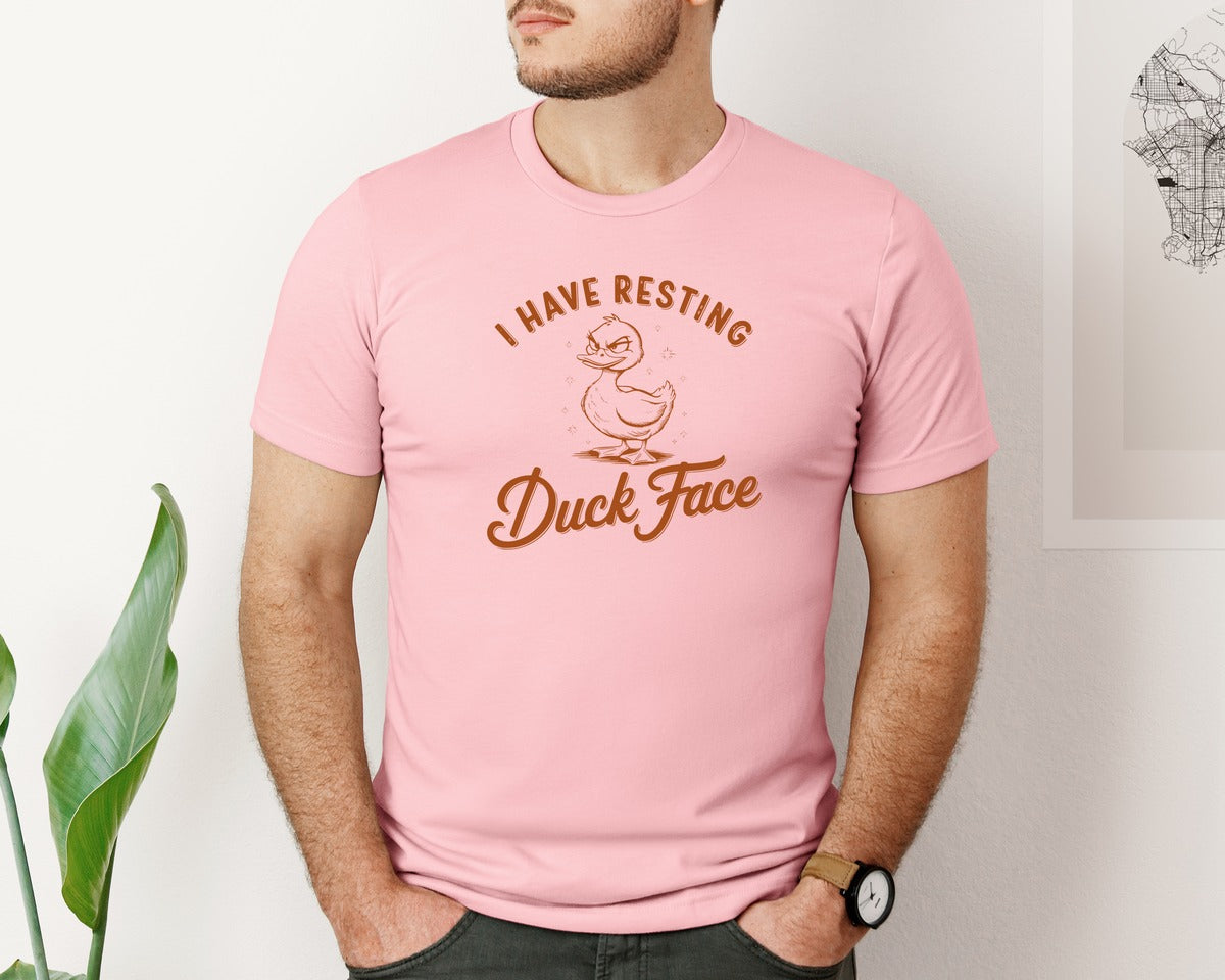 brand:Bella Canvas|color:Pink|I Have Resting Duck Face Design Graphic T-Shirt