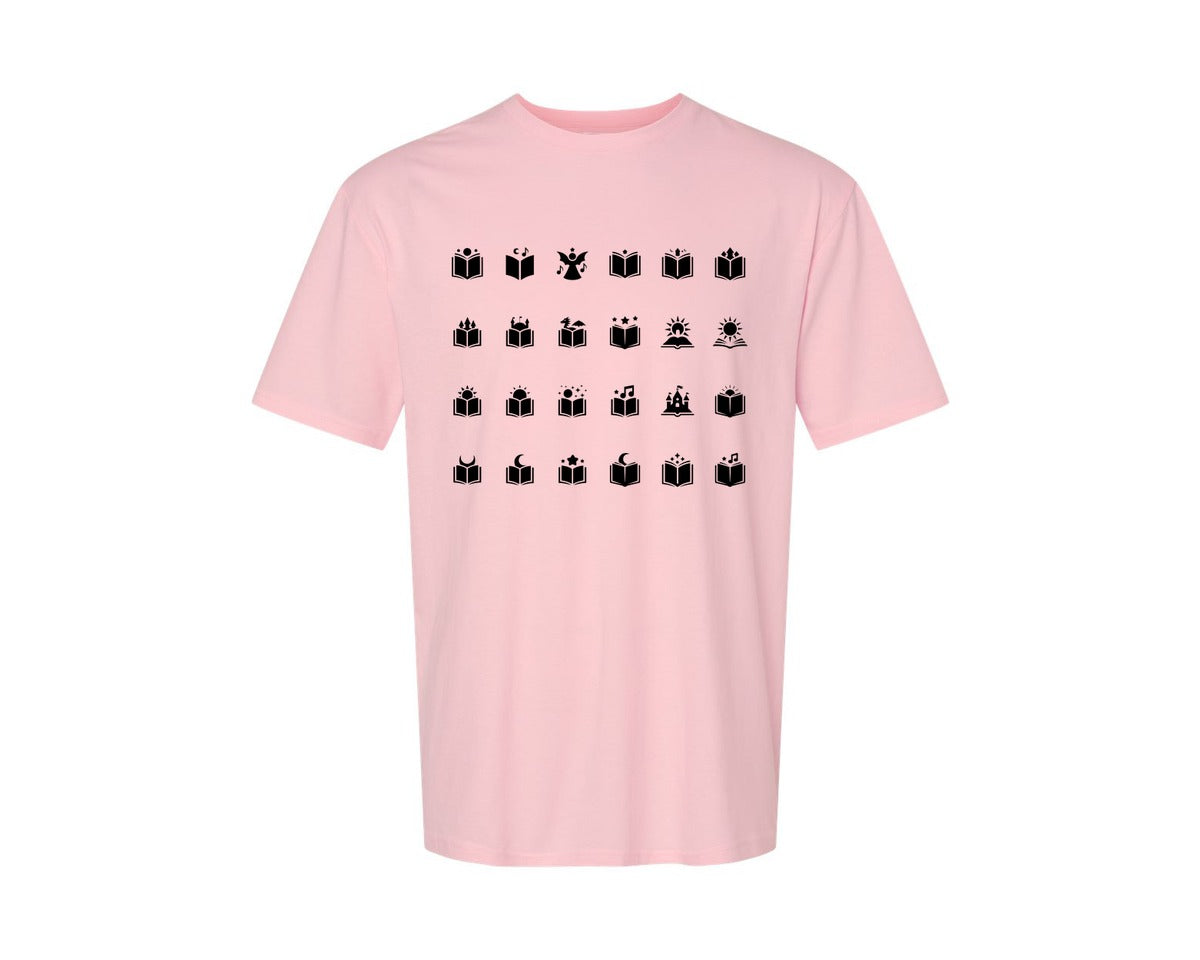 brand:Generic|color:Pink|Open Book With Fantasy Graphic T-Shirt