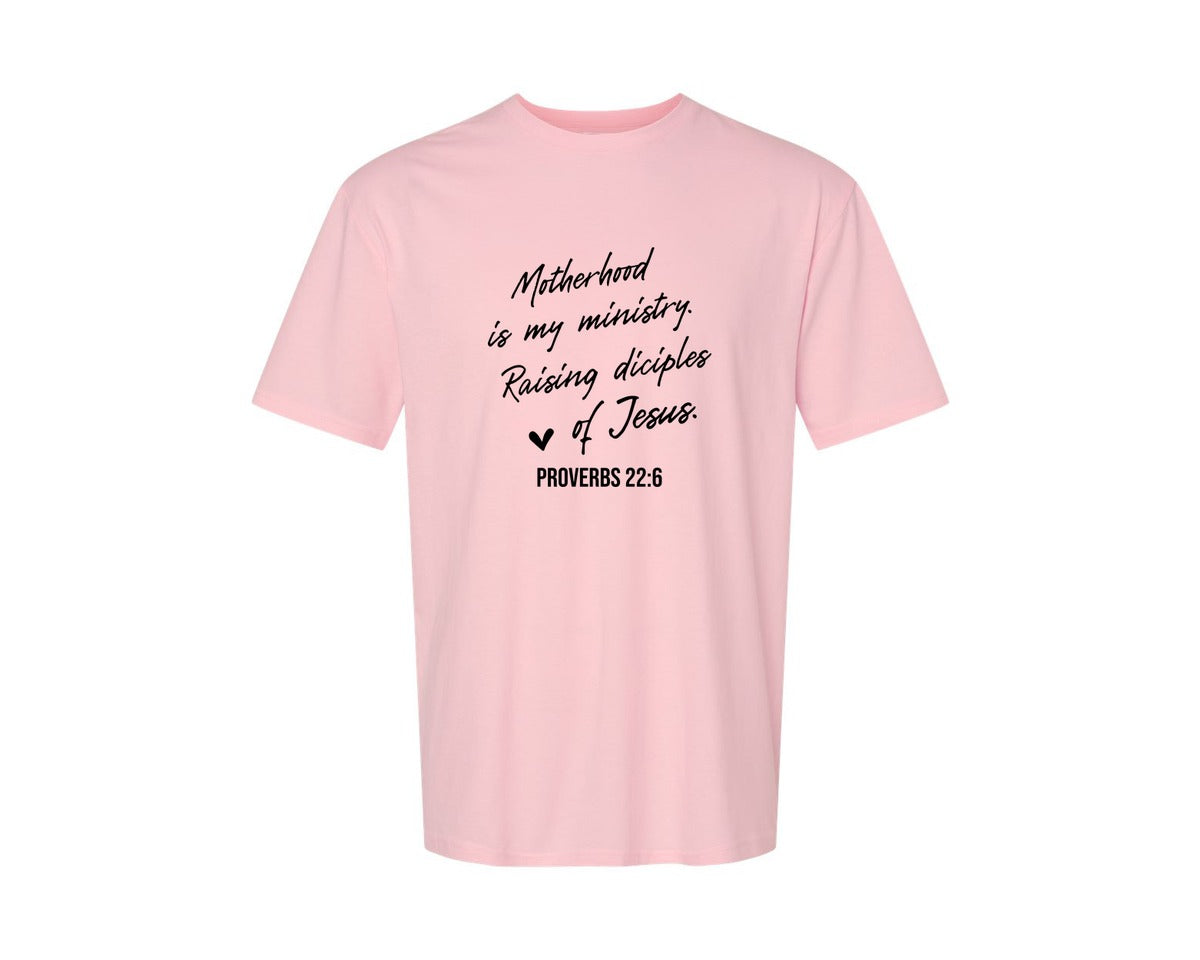 brand:Generic|color:Pink|Christian Mom Motherhood Is Kingdom Graphic T-Shirt