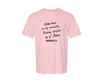 brand:Generic|color:Pink|Christian Mom Motherhood Is Kingdom Graphic T-Shirt