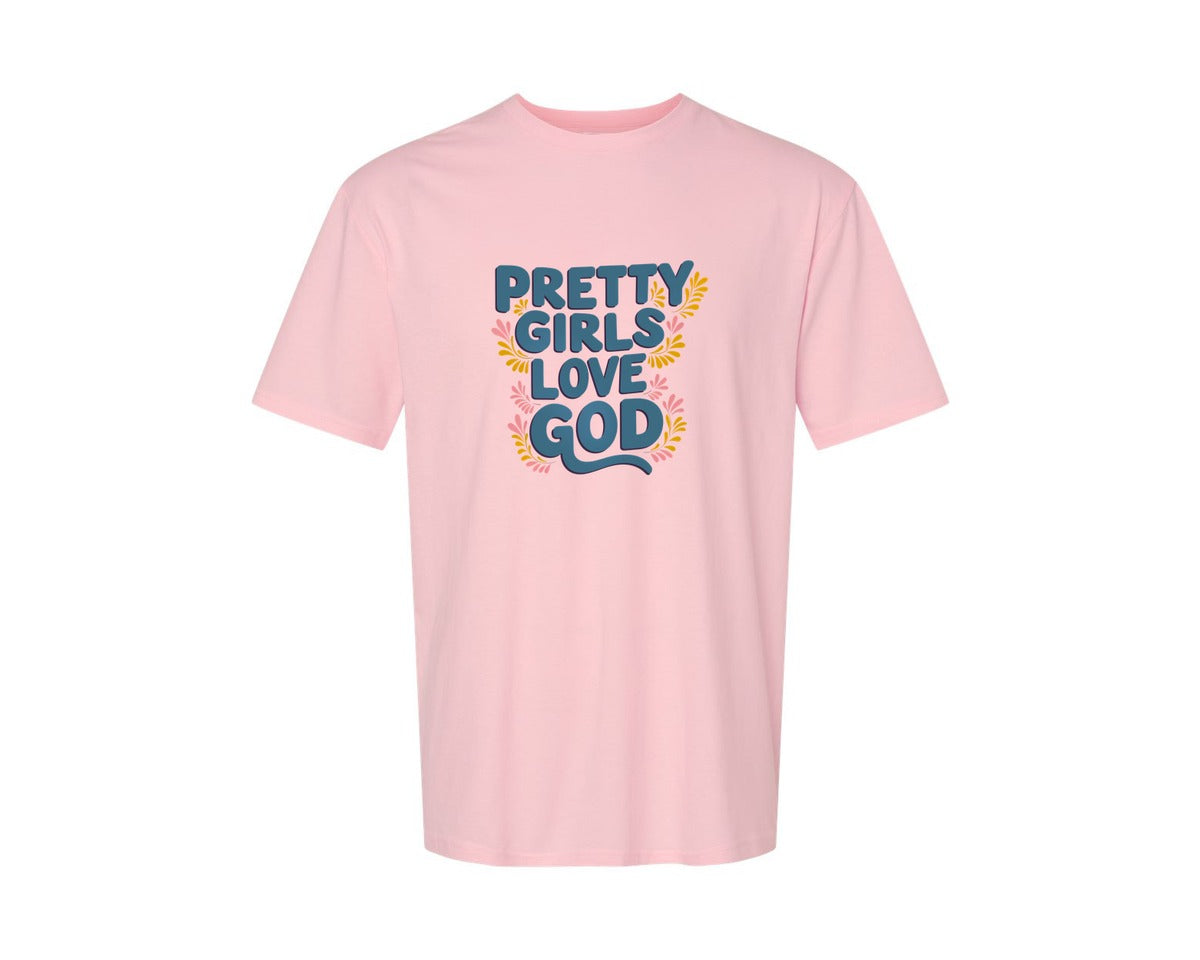 brand:Generic|color:Pink|Pretty Girls Love God Christian 3 Graphic T-Shirt