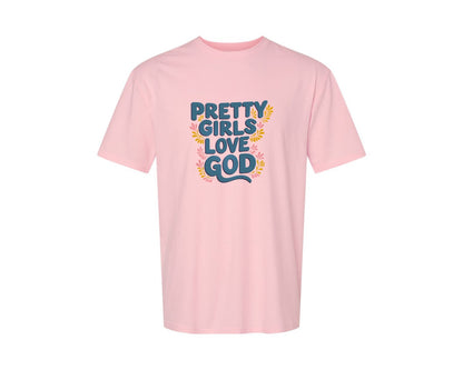 brand:Generic|color:Pink|Pretty Girls Love God Christian 3 Graphic T-Shirt