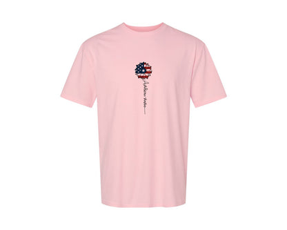 brand:Generic|color:Pink|American Mama Sunflower 4Th Of July Graphic T-Shirt