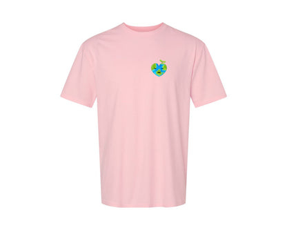brand:Generic|color:Pink|Love Heart Earth Globe Pocket Design Graphic T-Shirt