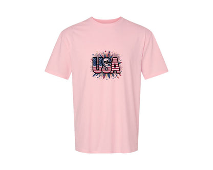 brand:Generic|color:Pink|Usa Skull Fireworks 4Th Of July T Shirt 2 Graphic T-Shirt