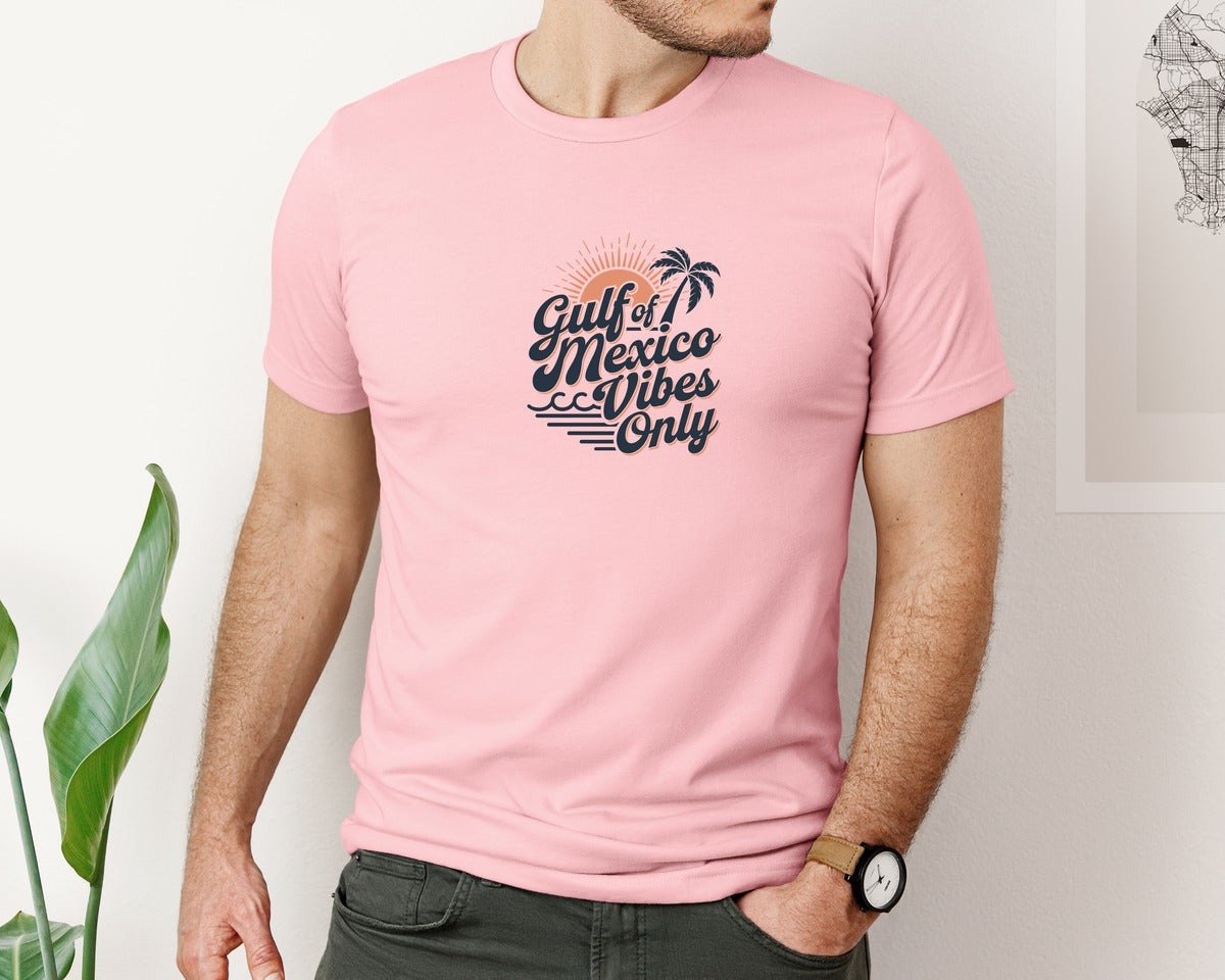 brand:Bella Canvas|color:Pink|Gulf Of Mexico Vibes Only 4 Graphic T-Shirt