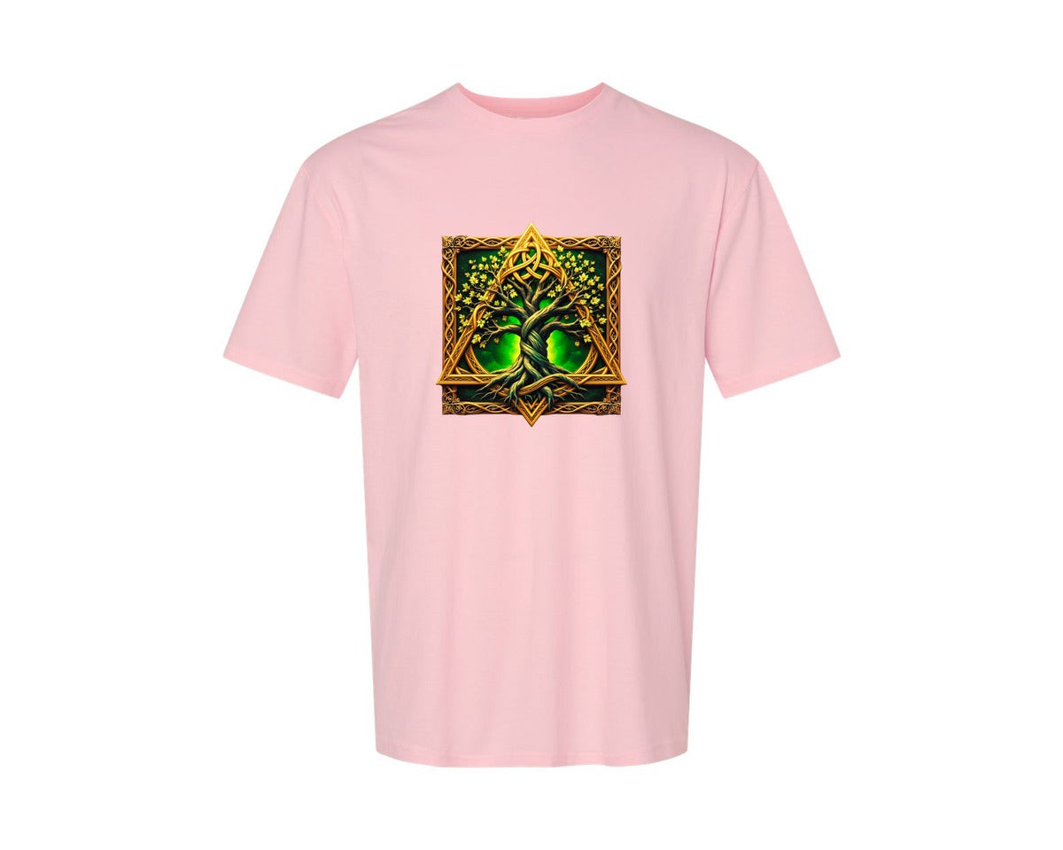 brand:Generic|color:Pink|Celtic Tree Of Life Mystical Tree Graphic T-Shirt