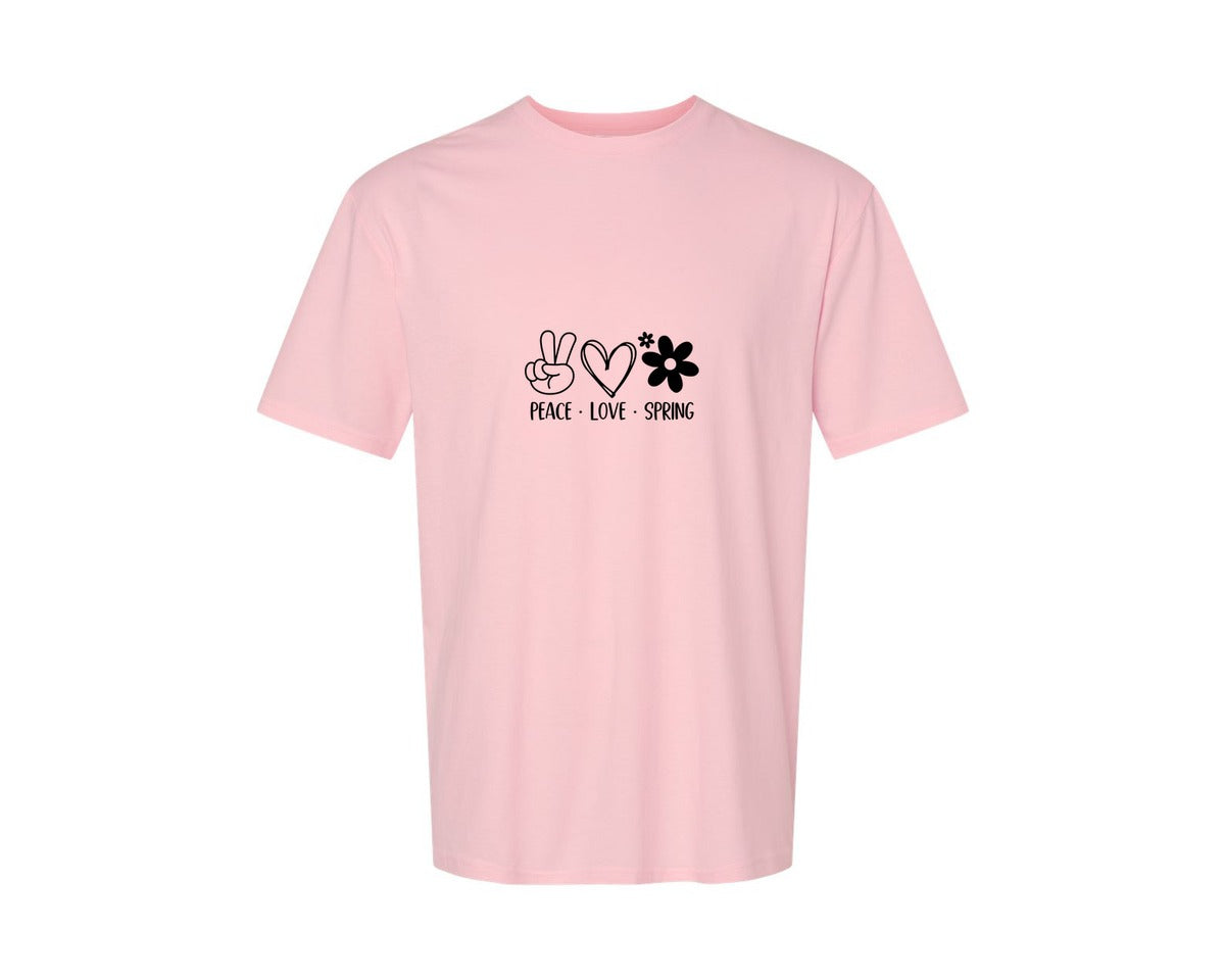 brand:Generic|color:Pink|Peace Love Spring 4 Graphic T-Shirt