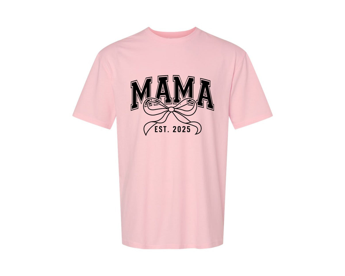 brand:Generic|color:Pink|Mama Bow Varsity Graphic T-Shirt
